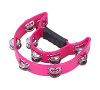 Alomejor Musical Tamburin Crescent Moon Pink, Beautiful and Practical with Crispy Rhythm, Stable Abdominal Muscle Material
