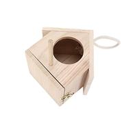 Alomejor Natural Wood Bird House Moisture-Proof Durable with Perch for Small Birds, Hanging Birdhouse for Garden and Balcony, Pine+Hemp Rope 6.1x4.7x5.7in