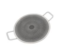 Alomejor Non Stick Stainless Steel Korean BBQ Grill Pan Fast Heat Conduction Compatible with All Heat Sources for Pork Belly Sausages Vegetables (38cm)