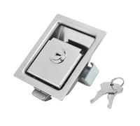 Alomejor Panel Lock 304 Stainless Steel Trailer Toolbox Lock Flush Embedded Paddle Latch Handle with 2 Keys 84 X 68 Mm for RV Truck Trailer Door Panel