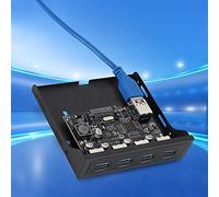 Alomejor PCI-E to USB3.0 Adapter Card with 4 Front Ports for Easy Expansion for PC Users, Black
