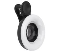 Alomejor Phone Camera 15X Macro Lens with Mini Clamp/Holder Ring Light 2800-6500K Adjustable Color Temperature (Black)