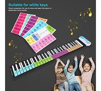 Alomejor Piano Key Sticker 88 Buttons Note Labels for Beginners, Simply Removal of the Removal, Fast Learning Help for Piano Keyboard for Beginners (Color)