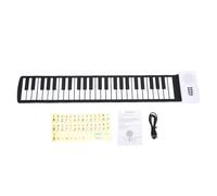 Alomejor Portable 49-Key Flexible Roll-Up Electronic Piano with Speakers for Beginners, Foldable Educational Music Toy for Traveling Enthusiasts (Black and White version)