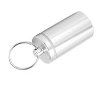 Alomejor Portable Aluminum Alloy Pill Bottle of Keychain Medicine Holder Pocket Pill. (Silver)