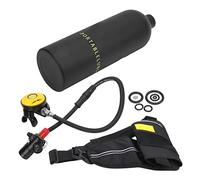 Alomejor Portable Underwater Respiratory Device for Diving - 1L Mini Kit with Dive Glasses for Professional Divers and Enthusiasts - Aviation Aluminum (Black oxygen bottle)