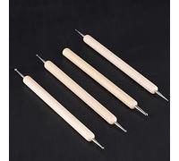 Alomejor Pottery Ball Stylus Set for Clay Sculpting Tools Embossing Modeling Crafts 4pcs for Sculptors 5.1in Wood + Stainless Steel