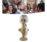 Alomejor Professional Lawyer Wig Comfortable Judge Acting Wigs for Halloween Cosplay White Material PP 23.6in