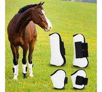 Alomejor Professional Quality Horse Leg Boot Protector Kit for Jumping Obstacles Features PU Shell Material White Color 4PCS