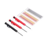 Alomejor Professional Solid Carpenter Pencil Set with Long Nosed Deep Hole Function for Woodworking - Includes 2 Red 1 Black Markers