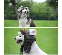Alomejor PU Leather Pet Pilot Hat, Comfortable Aviator Cap for Small to XL Pets, Warm Pet Accessories, Durable PU + Velvet, (193)