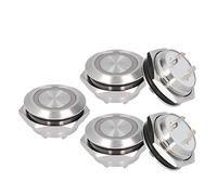 Alomejor Push Button Switch Momentary Ultra Thin Metal with LED 5Pcs for Vehicles Household Doorbells Stainless Steel 19mm (DC3~6V Yellow)