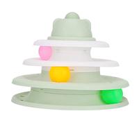 Alomejor Puzzle Cat Tower Toy 3 Level Interactive Rolling Ball Kitten Track Turntable Toy for Pet Cat Play Plastic 9.5 X 7.5in