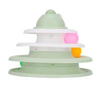 Alomejor Puzzle Cat Tower Toy 3 Level Interactive Rolling Ball Kitten Track Turntable Toy for Pet Cat Play Plastic 9.5 X 7.5in