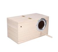 Alomejor Quality Pet Bird Breeding Box Safe Metal Opening Top Cover Stand for Suitable for Budgerigars Wooden Burlywood 9.6 * 5.1 * 5.1in (Right opening)