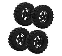 Alomejor RC Car Tires, 4 Pcs 80mm Rubber Plastic Crawler Wheels with Precise Fit and Maximum Grip for 1/14 1/16 Trucks