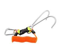 Alomejor Reef Hook Diving Stainless Steel Reef Double Hook with Spiral Coil Lanyard Diving Safety Accessories(orange)