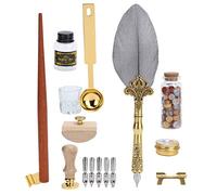 Alomejor Retro Quill Dip Pen Wax Set with English Calligraphy Oblique Drum for Writing Sketching Drawing (SP225064 pearlescent gray)