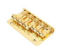 Alomejor Retro Style 5 String Bass Bridge Adjustable Saddle High Stability Electric Bass Guitar Bridge for Enhancement (Gold)