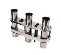 Alomejor Rod Holder Stainless Steel Fishing Rod Holder 3 Tube Link Rack with ABS Inserts Adjustable Angle Square Base Mount for Boat Yacht Truck RV Storage