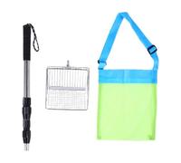 Alomejor Sand Sifter for the Beach, Metal Beach Shell Scoop Set with Expandable Mesh Bag, 1 or 2 Pack Pole and Net, for Kids Adults Beachcombing Seashell Sea Glass Collecting (1 Shovels+ Shell Bag)