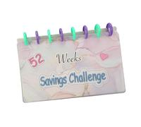 Alomejor Savings 52 W hallenge Durable Money Book Organizer for Fun Budget Planner, for Debt-Free Journey, PVC Material