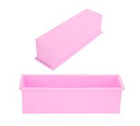 Alomejor Silicone Rectangle Soap Mold Non-Stick DIY Mould Making Box for Family Use 10.2 X 2.8 X 3.1in Purple (Pink)