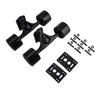 Alomejor Skateboard Truck High Durability Longboard Truck with Skate Wheel Riser Pad Bearing 2pcs/set (Black shaft black wheel)
