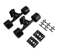 Alomejor Skateboard Truck High Durability Longboard Truck with Skate Wheel Riser Pad Bearing 2pcs/set (Black shaft black wheel)