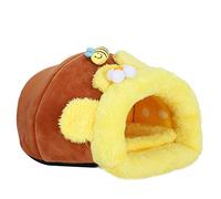 Alomejor Small Pet Warm Honeypot Shape Velvet Cotton for Dutch Pig Hamster, Soft Plush Winter Bed for Guinea Pigs, Squirrels, Hedgehogs, and Rabbits, 1 Cotton, 1 Pad (L size)