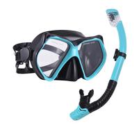 Alomejor Snorkel Set Dry Snorkel Mask for Swimming High Clear Purge Valve Goggles and Set Adults for Snorkeling PC PVC Silicone Black 1 (Black Blue)