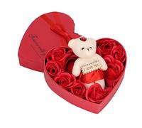 Alomejor Soap Rose Gift Box, Heart Shaped Bath Flower Soap with Fast Color Romantic Home Decorations for Valentine Day Mother Day Christmas