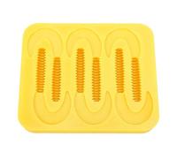 Alomejor Soft Bait Mold, PETG Single Tail Grub Lure Making Injection Mold 6 Cavity 4.25 X 5.04 X 0.59 in, Yellow Fishing Lure Tool for Anglers Custom Soft Bait Making
