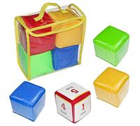 Alomejor Soft Dice Learning Toys for Baby, Throwing Cube with Transparent Pockets Early Learning Toy Set (Multicolor)