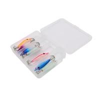 Alomejor Squid Jig, ABS Luminous Squid Jigs with Dual Layer Hooks, 7pcs Glow Fishing Lures with Swivels for Saltwater Night Octopus Cuttlefish Fishing
