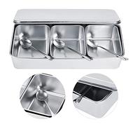 Alomejor Stainless Steel 3-Grid Seasoning Jar Set