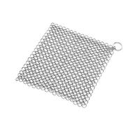Alomejor Stainless Steel Durable Chainmail Scrubber for Cast Iron Skillet Cleaning, Small Size Easy to Use for Kitchen Cookware (4x4 in)