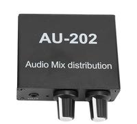Alomejor Stereo Mixer Low Noise Durable 2 Channel Mixer for Headphones and Speakers Aluminum Alloy Black 1 Unit
