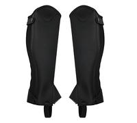 Alomejor Super Fiber PU Leather Half Chap, Ergonomics Designed with Full Length Zipper and Bottom Snap Closure, for Horse Riding Calf Protection (S)