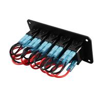 Alomejor Switch Panel, PP Aluminum 5 Gang Rocker Switch Panel 12V 24V DC, Red LED IP65 with Label Sticker, 20A 10A Control for Car Boat Truck RV Marine