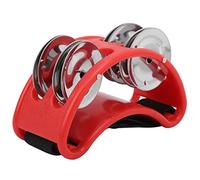 Alomejor Tambourine Jingle Foot Bell with Elastic Nylon Strap, Elliptical Percussion, Metal Abs Plastic Body, Compact Lightweight, for Percussion Cajon Box Drum (Red)