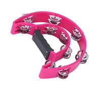 Alomejor The Jingles Musical Tamburine From Double Row, Ergonomic Handle, Easy to Use for Singing and Dance Compensation, Pink ABS Material