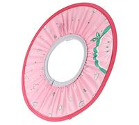Alomejor Toddler Shower Cap, Cloth Kids Bathing Hat with Elastic Inner Ring, Eye and Ear Coverage, Cartoon Print for Shampooing Hair Cutting and Bath Time Toddlers (Pink)