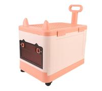 Alomejor Toy Box with Wheels, Foldable Plastic Storage Organizer with Building Block Lid for Nursery, Playroom, Bedroom (Orange Pink)