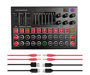 Alomejor Tuning Sound Card,Live Sound Card,Voice Changer Set High, Medium and Low Frequencies Adjustable for Mobile Phone PC Laptops