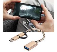 Alomejor Type C 2 In-1 OTG Transfer Wiring Adapter Compact Design for Document Reading and Movie Watching with USB3.0 Speed - 2 Pack, Gold (Gold)