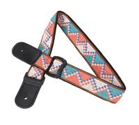 Alomejor Ukulele Strap, Adjustable Bohemian Woven Nylon Shoulder Strap with Leather Ends and Buckles, for Adults and Kids, Fits All Ukulele Sizes (Style 3)