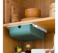 Alomejor Under Desk Drawer Strong Adhesive Organizer for Home Office School, Space Saving Slide Out Storage Drawer for Neat Desktop, PS Acrylic Adhesive 9.25x7.8x2.8in (Green)