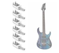 Alomejor Update Your E Guitar with 6 Simple Locking Zinc Alloy Tremolo Bridge Saddles with Screws and Feathers, Improve the Sound and Maintain, Black, Black (Silver)