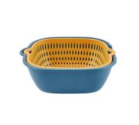 Alomejor Vegetable Washing Basket Durable Thick Structure Fast Draining for Kitchen Use Plastic 2 in 1 Drain Colander Bowl Set for Families (L)